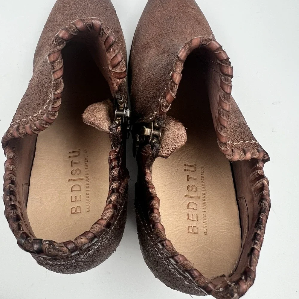 Bed Stu Carla Brown Leather Zipper Ankle Booties Boots Cobbler W 7.5 F393009